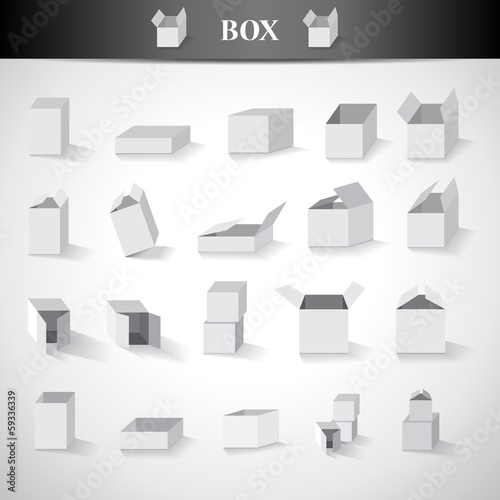 Box Icons Set - Isolated On Gray Background - Vector
