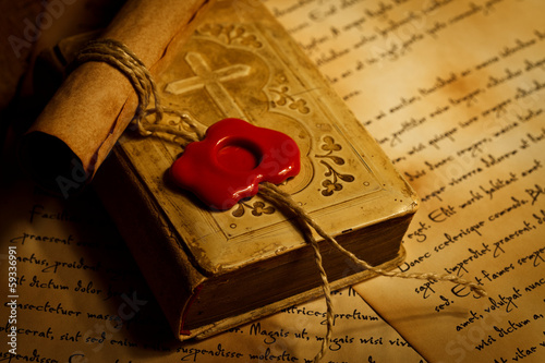 Closeup view of old prayer book