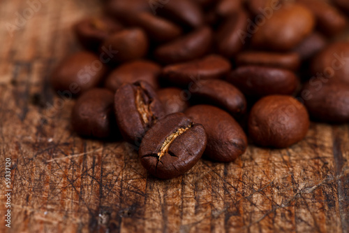 Closeup view of coffee beans