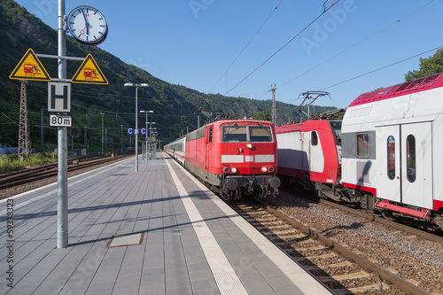 Train arriving at station of Cochem, Germany photo