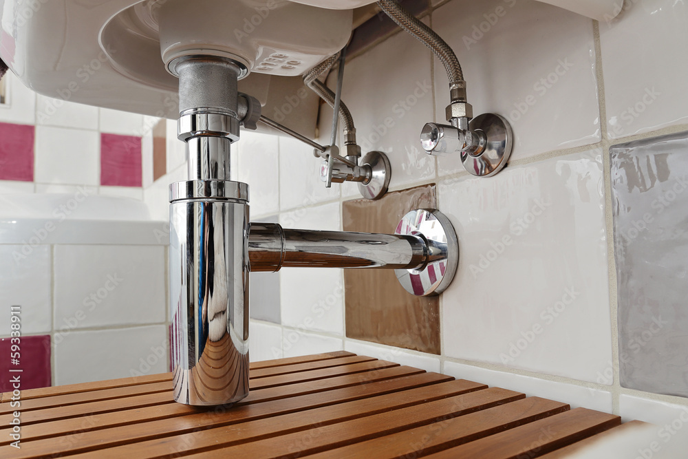 Foto siphon évier salle de bain