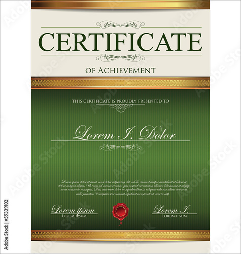 Green and gold Certificate template