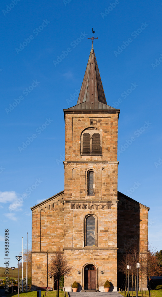 Old Germany rural village catholic stone church