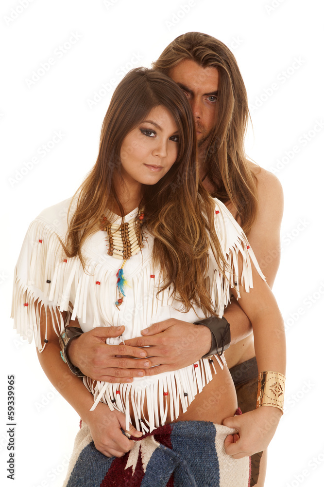 couple long hair man behind Native American woman looking Photos | Adobe  Stock