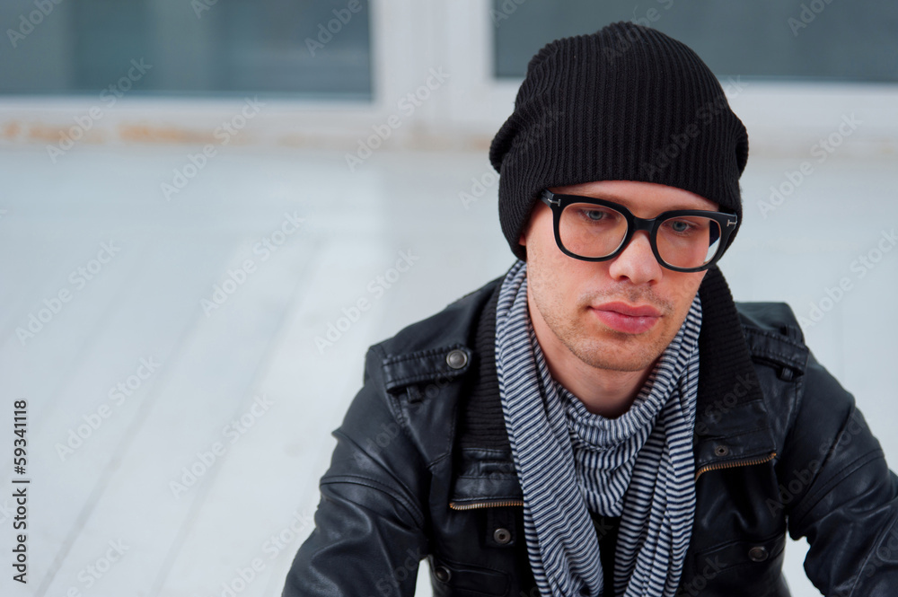 Man in casual clothes thinking Man in casual clothes thinking
