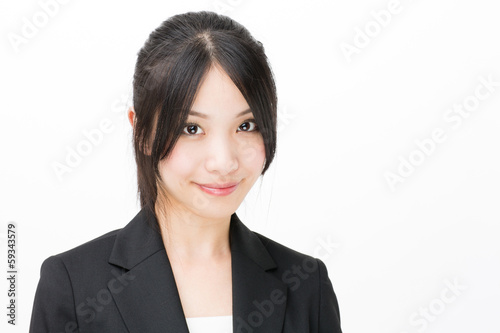 young asian businesswoman on white background