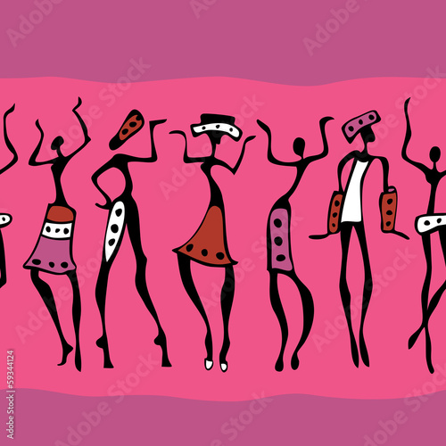 African dancers silhouette.
