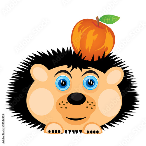 Hedgehog carries apple