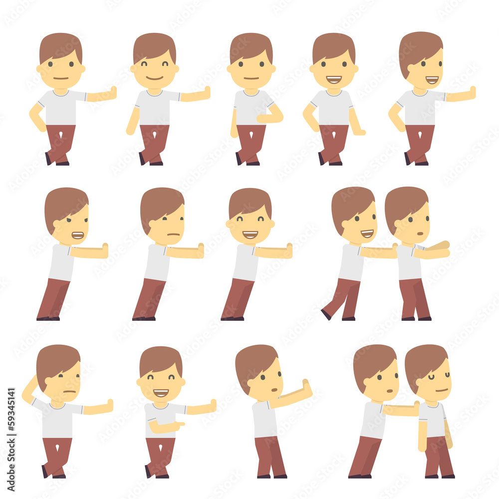 urban character set in different poses. simple flat design. urban character set in different poses. simple flat design.