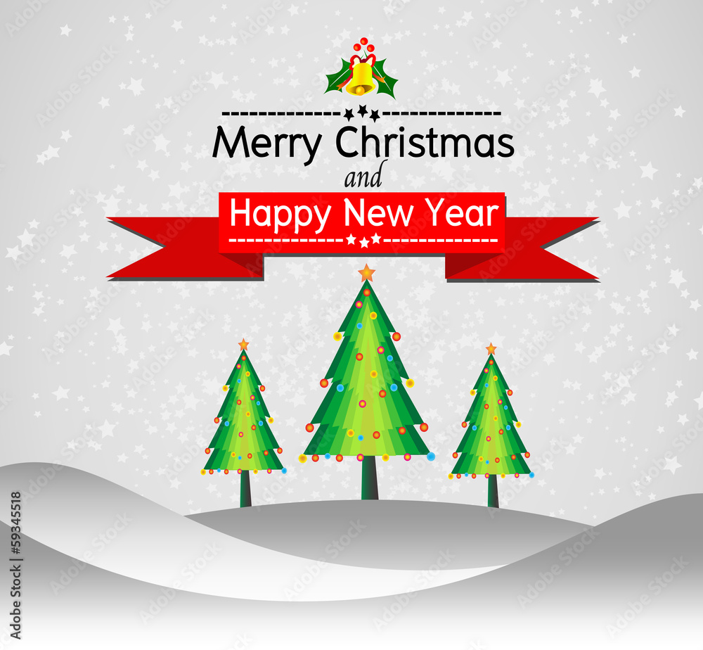 Merry Christmas And Happy New Year Landscape