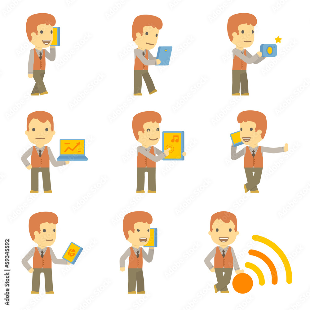 urban character set in different poses. simple flat design. urban character set in different poses. simple flat design.