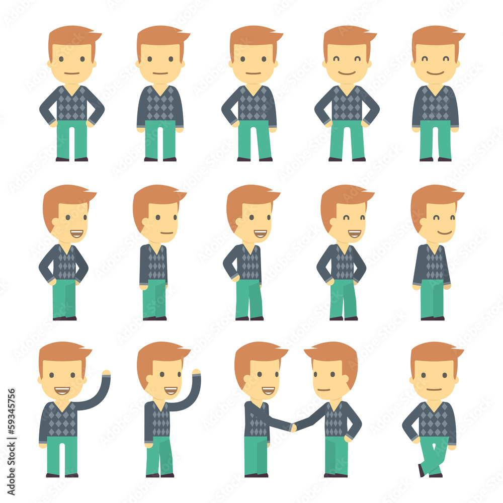urban character set in different poses. simple flat design. urban character set in different poses. simple flat design.
