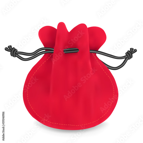 Red velvet sack. Vector illustration