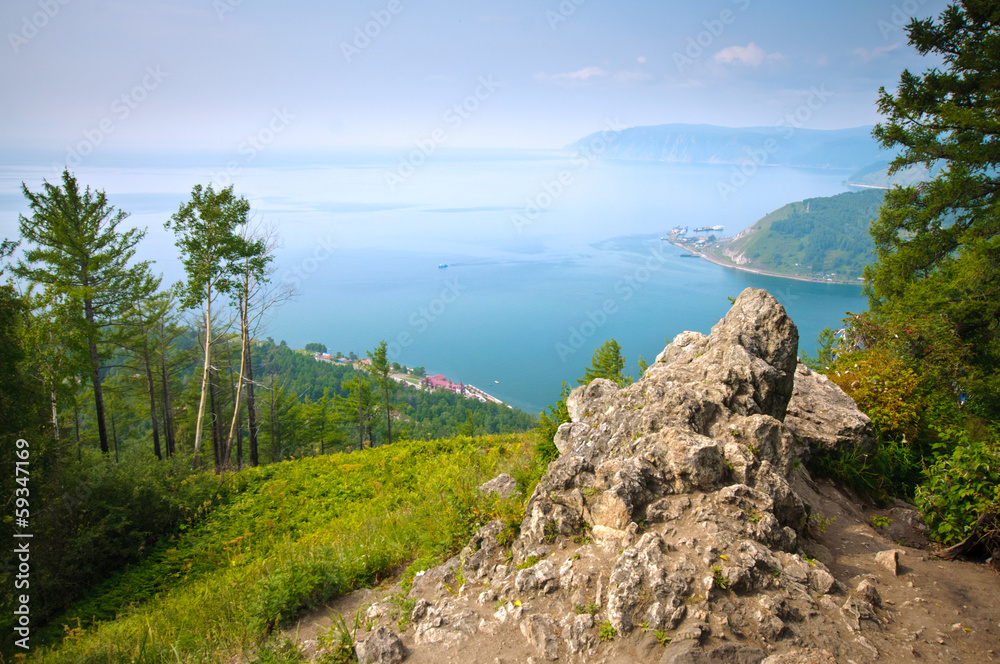 Scenic landscape at the Baikal lake