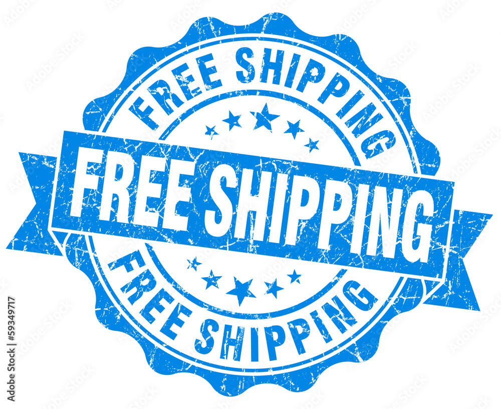 Fototapeta premium Free shipping grunge blue vintage round isolated seal