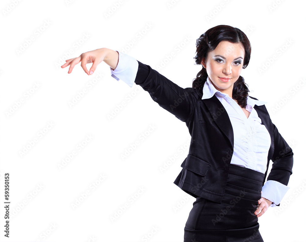 beautiful business woman showing copy space up beautiful business woman showing copy space up