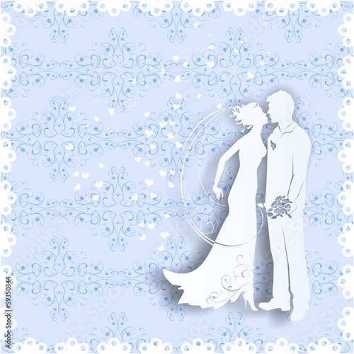 Postcard with a picture of the bride and groom
