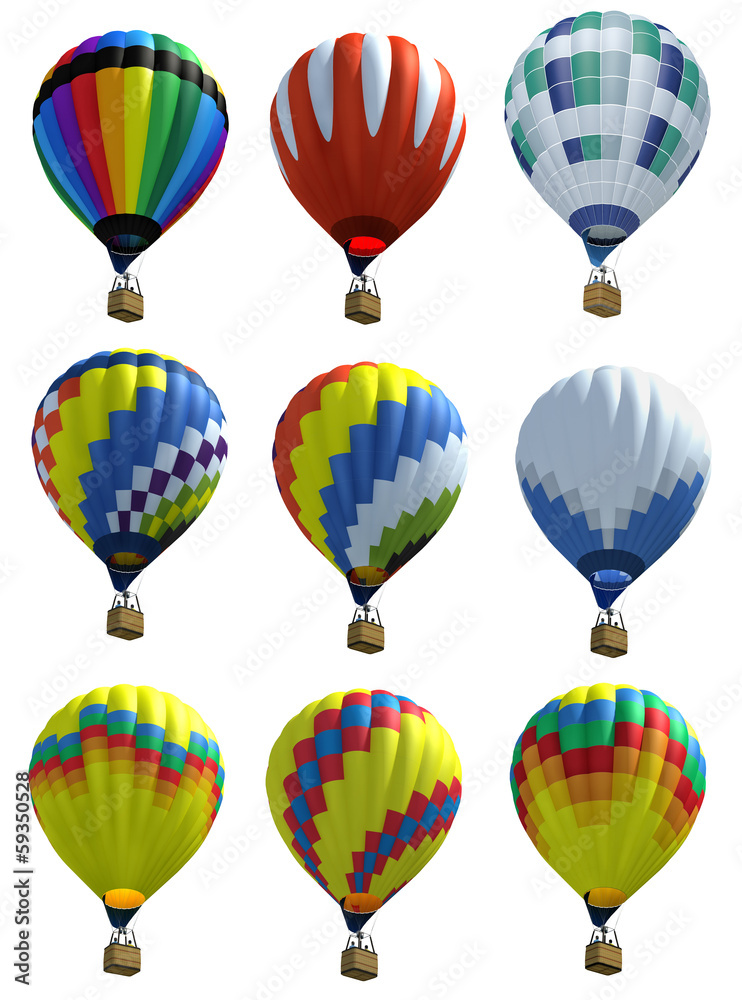 isolated hot air balloons