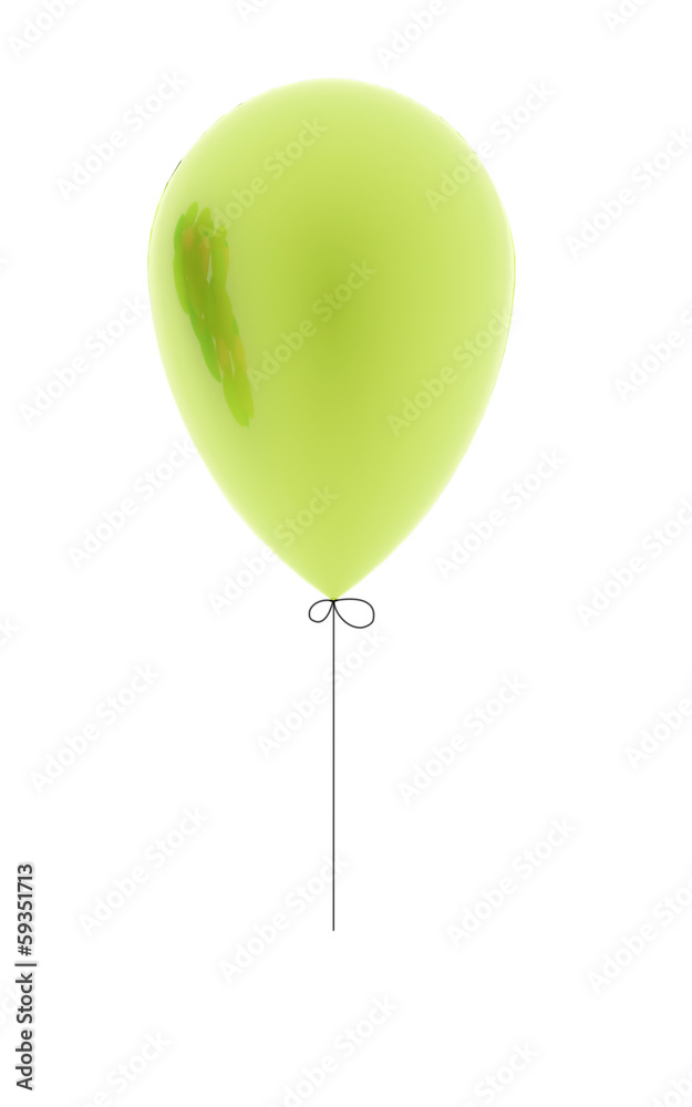 Single green balloon rendered isolated