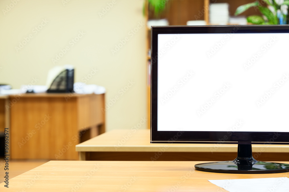 Isolated with white clean screen of lsd monitor with copyspace Isolated with white clean screen of lsd monitor with copyspace