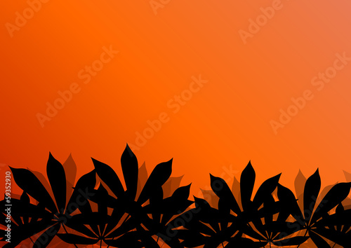 Tropical exotic jungle grass and plants detailed silhouettes lan