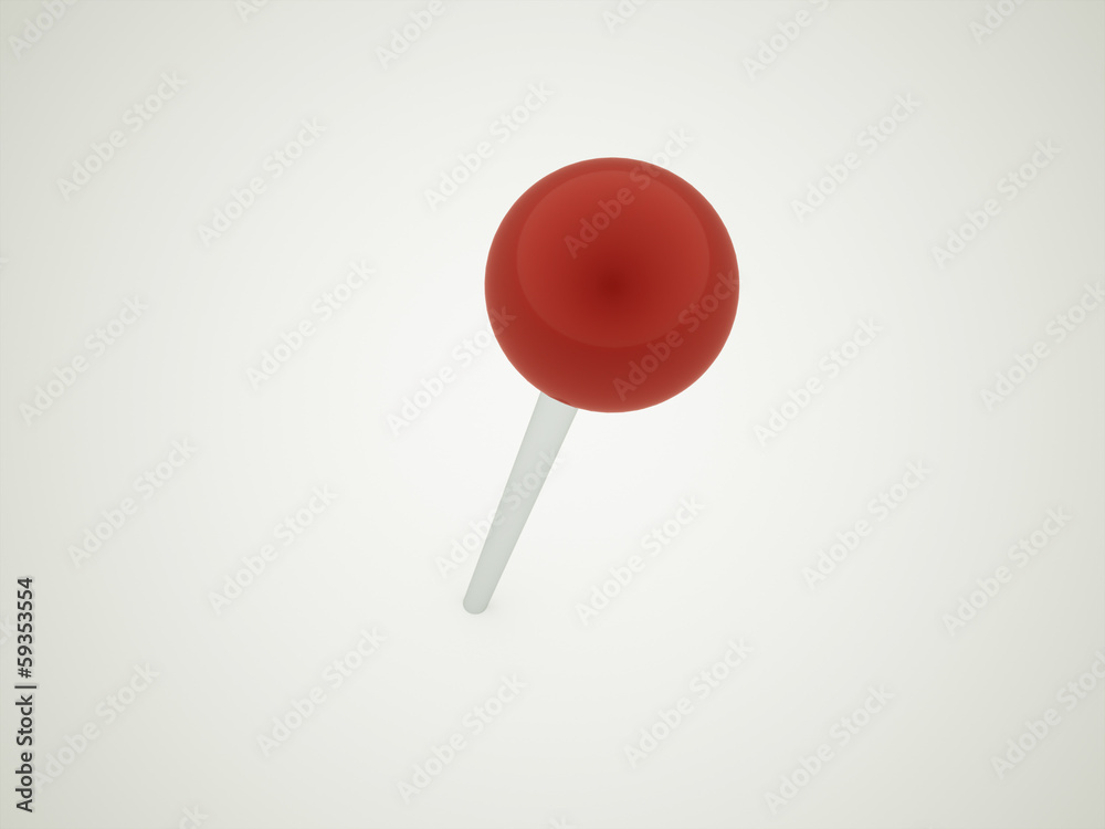 Red push pin rendered on dark Red push pin rendered on dark