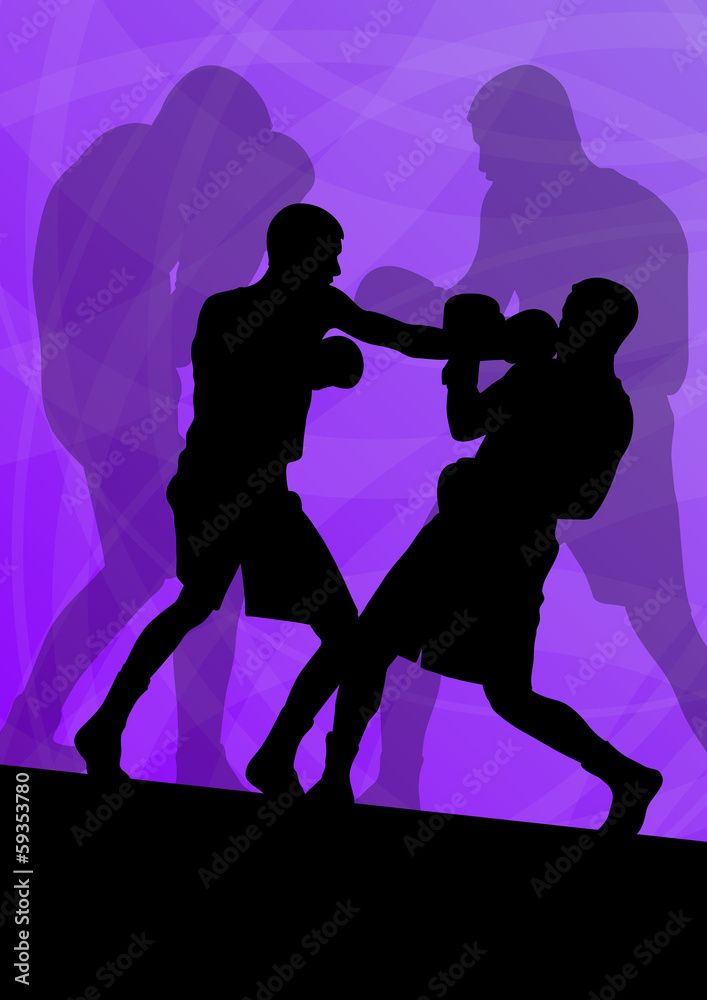 Boxing active young men box sport silhouettes vector abstract ba