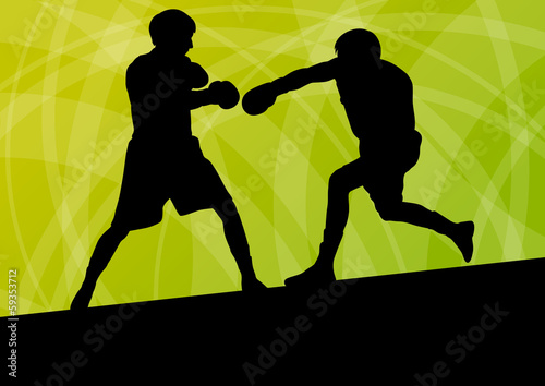 Boxing active young men box sport silhouettes vector abstract ba