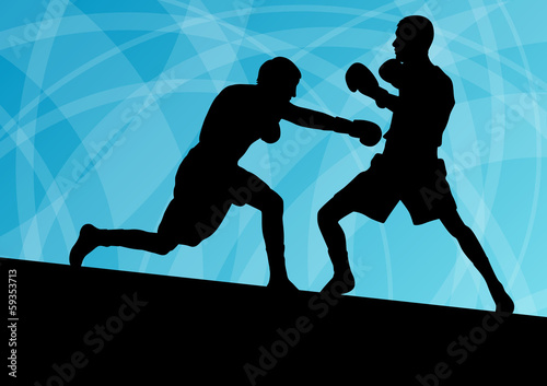 Boxing active young men box sport silhouettes vector abstract ba