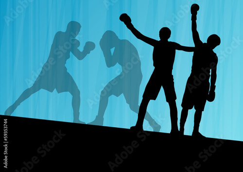 Boxing active young men box sport silhouettes vector abstract ba