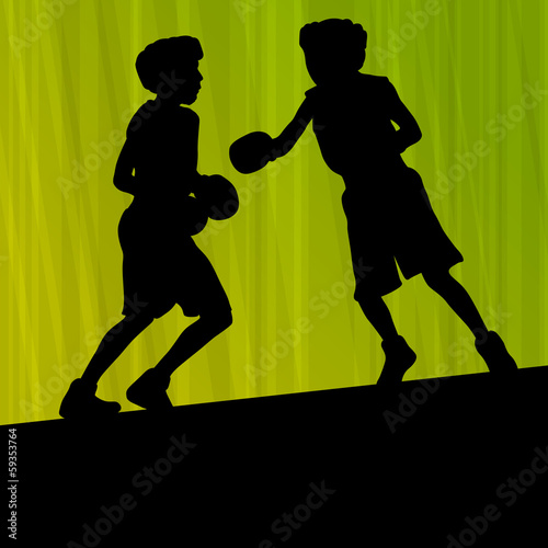 Boxing active young men box sport silhouettes vector abstract ba
