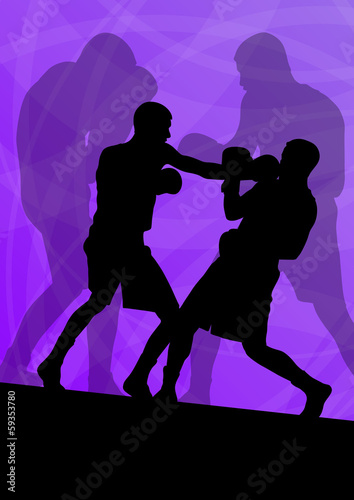 Boxing active young men box sport silhouettes vector abstract ba