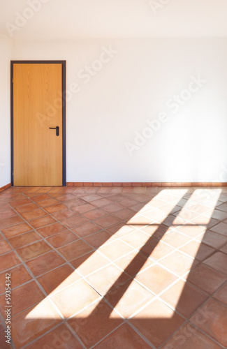 Architecture, interior, empty room with terracotta floor © alexandre zveiger