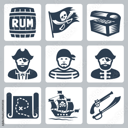 Vector pirates, piracy icons set