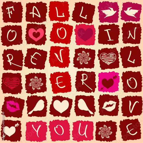 Love greeting card or seamless pattern