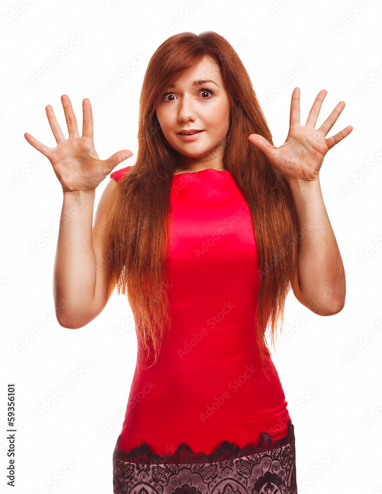 angry dissatisfied young woman haired girl emotion isolated angry dissatisfied young woman haired girl emotion isolated