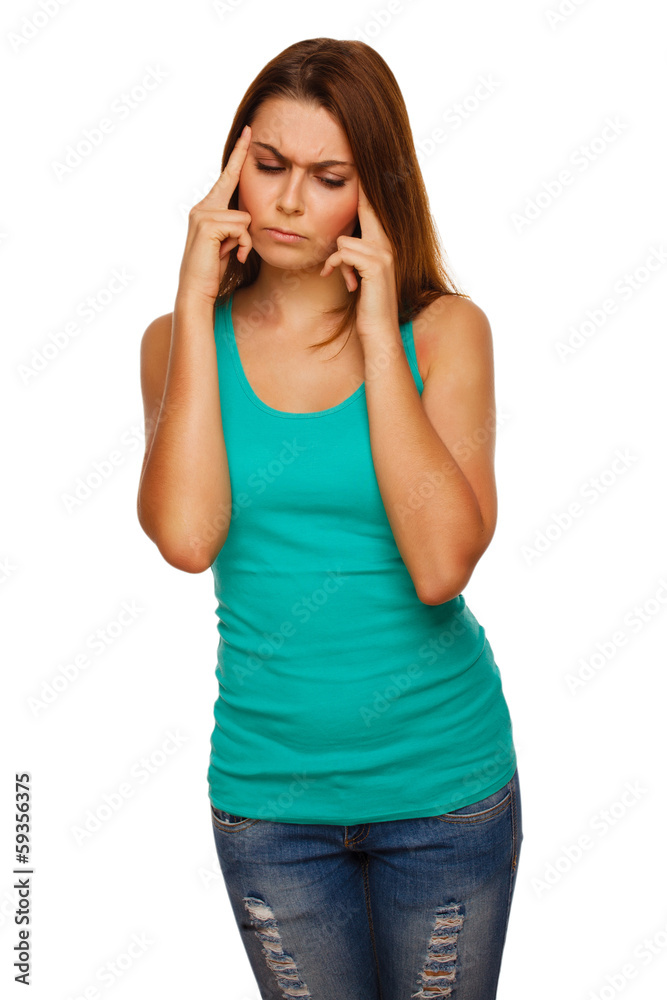 pain woman stress tired headache, holding hands his behind head, pain woman stress tired headache, holding hands his behind head,
