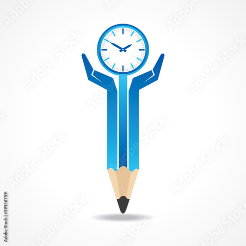 Save time concept with pencil hands stock vector