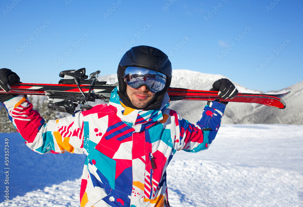 Man with skis.