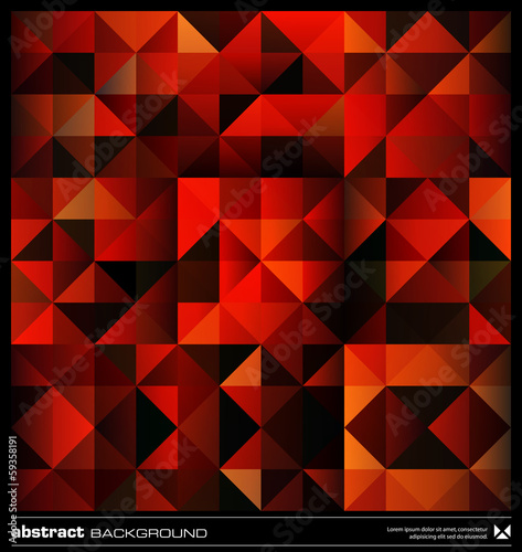 Abstract red triangles background. Vector.