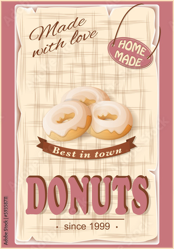 banner with donuts on the vintage