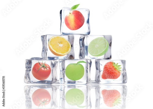 Fruit in ice cubes
