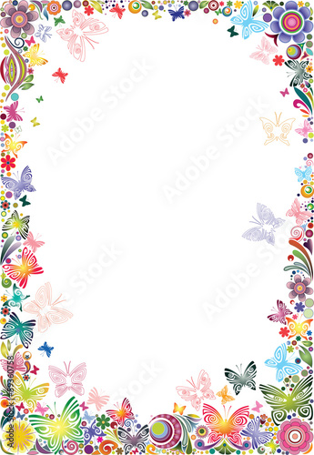 Wallpaper Mural Floral frame with butterflies Torontodigital.ca