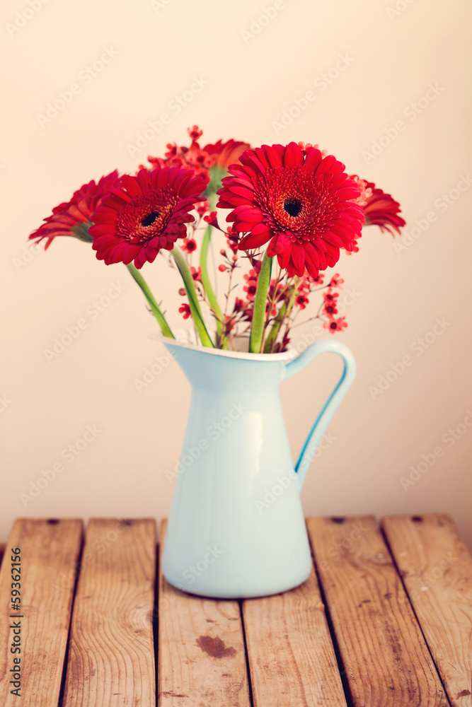 custom made wallpaper toronto digitalGerbera daisy flower bouquet over retro background