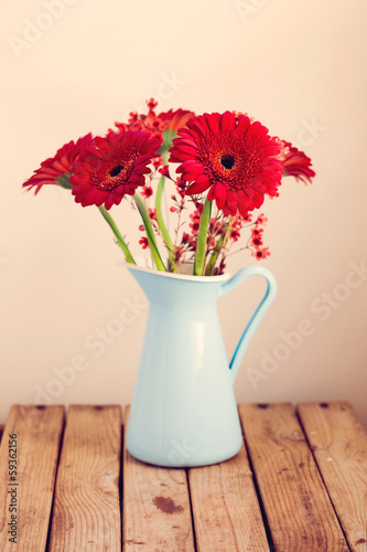 Wallpaper Mural Gerbera daisy flower bouquet over retro background Torontodigital.ca