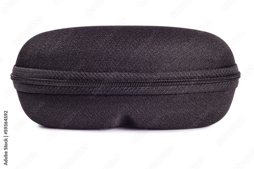 Black case for glasses on white background Black case for glasses on white background