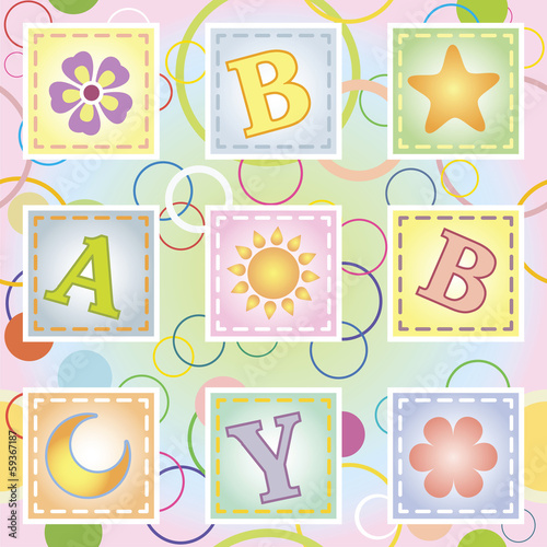 Baby seamless texture with letters