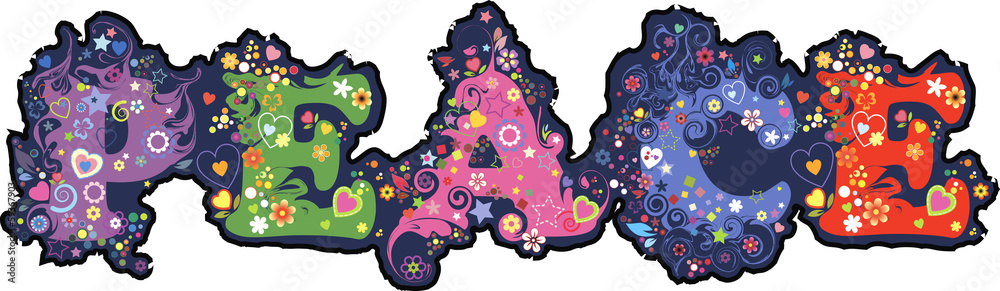 Fototapeta premium Colored inscription peace