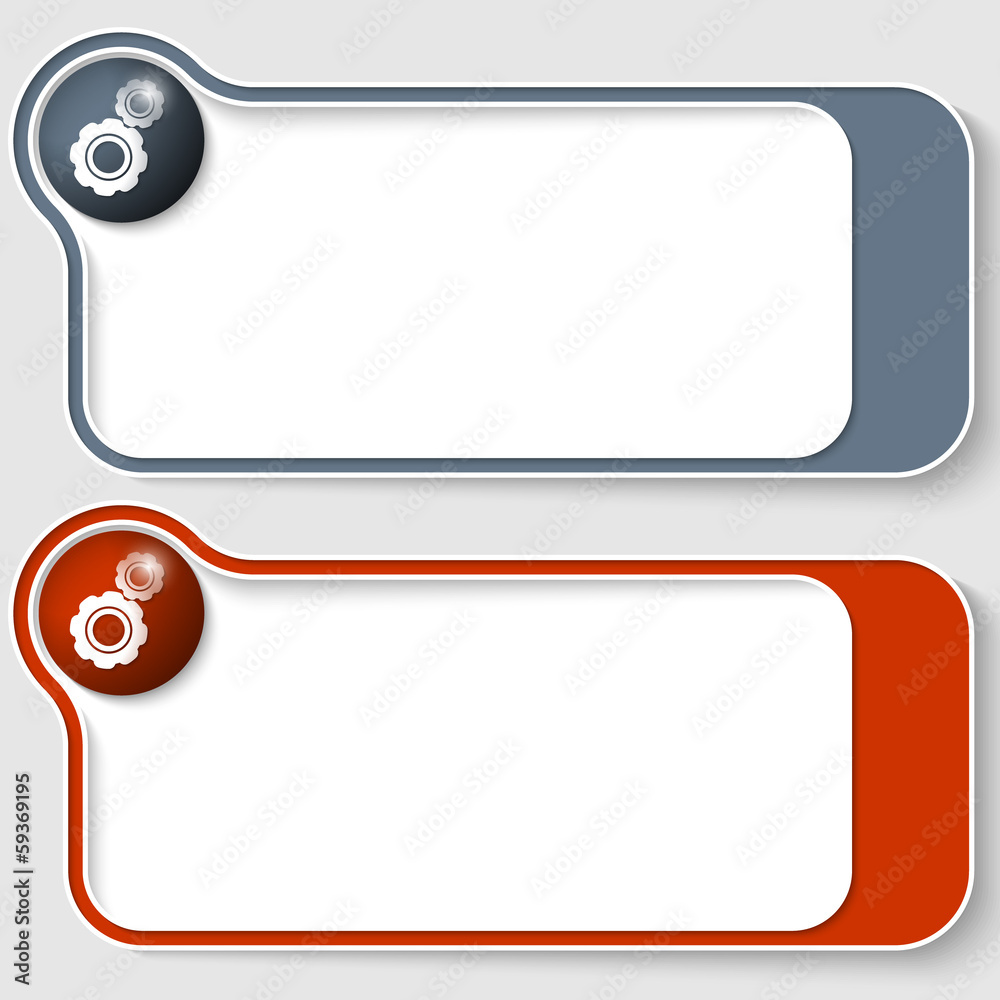 set of two abstract text boxes with cogwheels set of two abstract text boxes with cogwheels