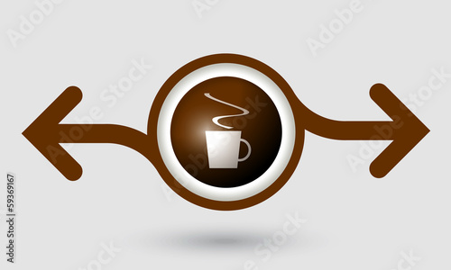 abstract frame with two arrows and cup of coffee